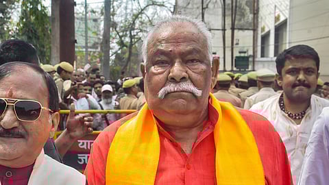 BJP candidate Kunwar Sarvesh Singh arrives to file his nomination papers for the Lok Sabha elections, in Moradabad. Singh on Saturday, April 20, 2024 passed away.