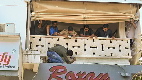 FILE | Mumbai Police and Forensic team officials at actor Salman Khan's residence at Bandra after two motorbike-borne unidentified persons opened fire outside his residence.