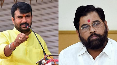 Shiv Sena MP Hemant Patil ( L), Maharashtra Chief Minister Eknath Shinde (R).