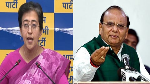 Delhi CM Atishi ( L), Lieutenant Governor VK Saxena (R)