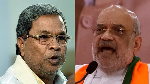 A collage of Karnataka Chief Minister Siddaramaiah and Union Home Minister Amit Shah.