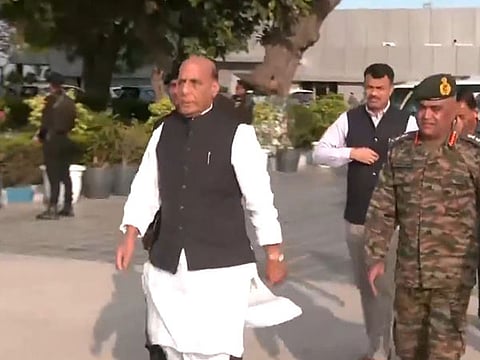 Union Defence Minister Rajnath Singh with armed forces.