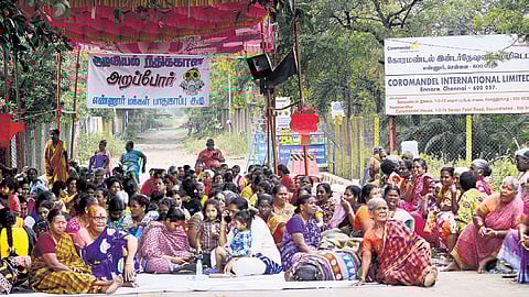 Active protests against the Coromandel fertiliser plant continued for more than three months till the model code of conduct came into force 