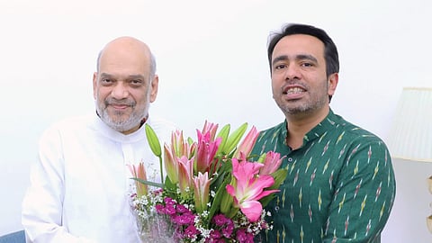 Rashtriya Lok Dal (RLD) chief Jayant Chaudhary meets Union Home Minister Amit Shah at his residence, in Delhi.
