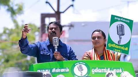 NTK chief Seeman and Thoothukudi LS candidate Rowena Ruth Jane