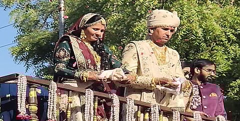 Bhaveshbhai Bhandari and his wife Jinal Bhandari (Photo | Special arrangement)