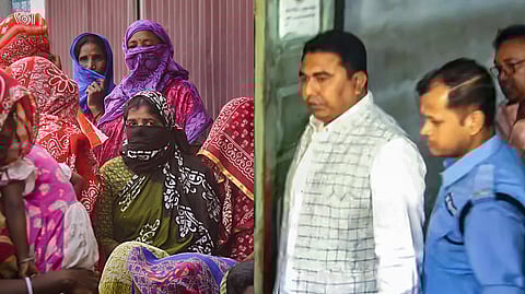Sandeshkhali women (R), Trinamool Congress leader Sheikh Shahjahan, accused of sexual violence and land grabbing in Sadeshkhali village.