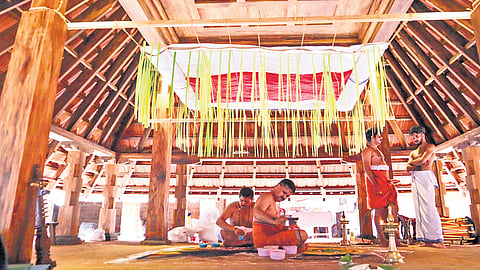 View of the mandapam from the inside after restoration.