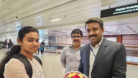 Indian deck cadet Ms. Ann Tessa Joseph from Thrissur, Kerala, a member of the crew on vessel MSC Aries returned home today. 