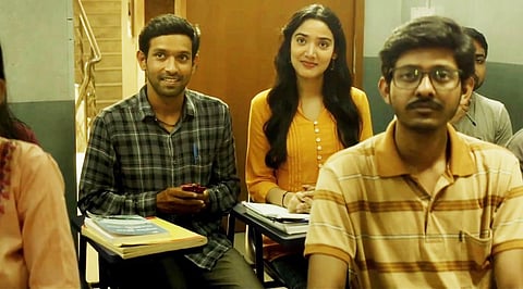 Medha Shankr in a still from '12th Fail' along with Vikrant Massey