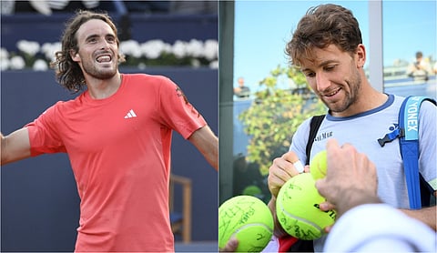 (L-R) Stefanos Tsitsipas and Casper Ruud