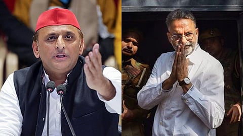 A collage of Samajwadi Party President Akhilesh Yadav and gangster-turned-neta Mukhtar Ansari.