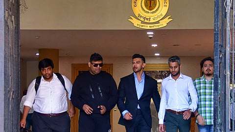 Actor Sahil Khan leaves the Mumbai Police Headquarters after being questioned in the Mahadev App case, in Mumbai, Saturday, April 13, 2024. 