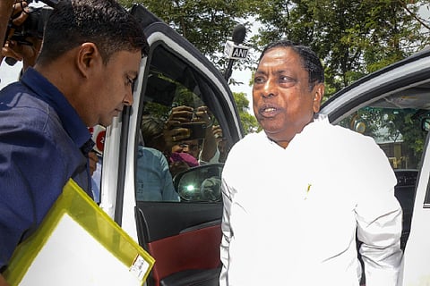 Jharkhand Minister Alamgir Alam arrives at the zonal headquarter of the Enforcement Directorate (ED) for questioning, Tuesday, May 14, 2024.