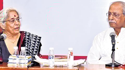 Mahesh Elkunchwar at the book launch in Delhi
