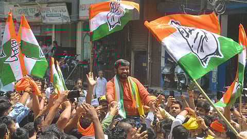 North East Delhi Lok Sabha Congress candidate of I.N.D.I.A. Alliance  Kanhaiya Kumar during a road show after file his nomination papers, in New Delhi.