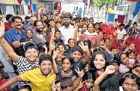 MLA V Joy at Kilikootam, children‘s holiday camp organised by the Kerala State Child Welfare Committee