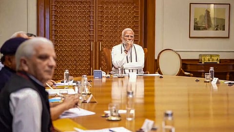 Prime Minister Narendra Modi chairs a meeting to review response and preparedness for Cyclone Remal.
