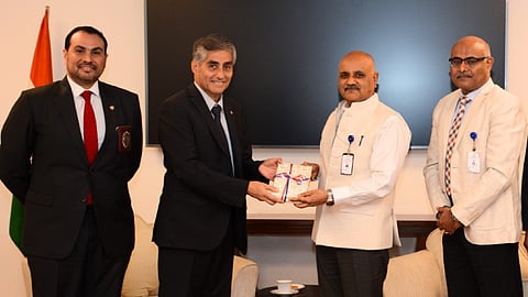 Chile Ambassador Juan Angulo with CBI Director Praveen Sood.  