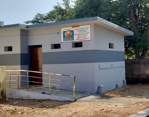 A new toilet complex constructed at Government Girls Higher Secondary School, Madukkur in Thanjavur district under Namma School-Namma Ooru Palli initiative of the state Government.