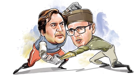Sajad Lone (left) and Omar Abdullah