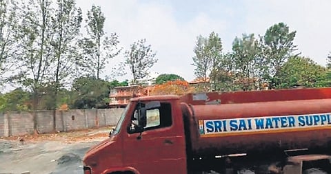 Picture of a tanker using the ‘illegal’ borewell, posted on X by a resident in Whitefield area