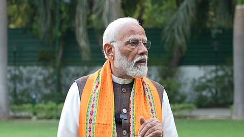 Prime Minister Narendra Modi speaks during an interview with ANI on Tuesday.