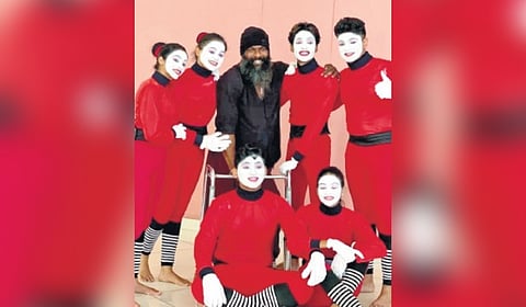 Suresh Vishwanathan with his mime team