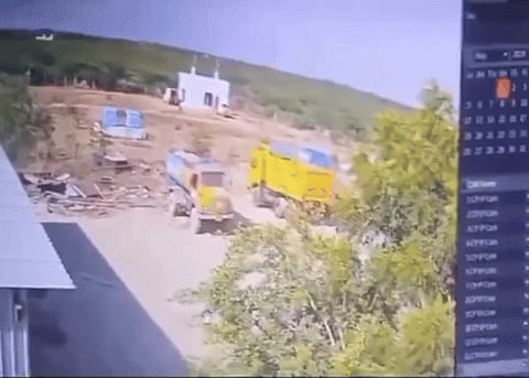 Video screengrab shows the blast at the site of the explosion at a stone quarry in Kariapatti, 