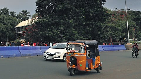 A rainbow looms over the sky near the Telangana Secretariat in Hyderabad on Saturday 