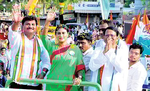 APCC chief YS Sharmila Reddy during an election campaign