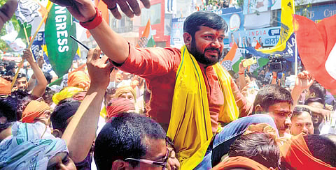 Congress North East Delhi candidate Kanhaiya Kumar holding a roadshow on Monday 
