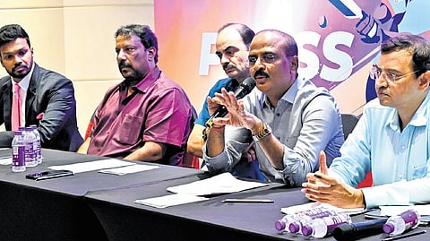 Andhra Cricket Association secretary Gopinath Reddy addressing a press conference in Visakhapatnam on Thursday