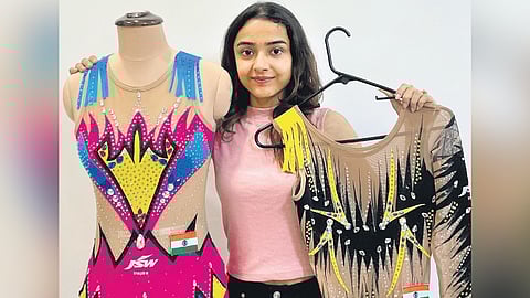 Ritika Kulshreshtha holds Bavleen Kaur’s customised leotards for CWG 2022