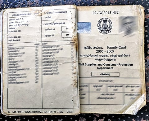 The 20-year-old ration card of 
AR Venkatesan with 24 names