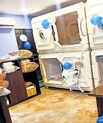 Sleeping pods at Sir M Visvesvaraya Terminal in Baiyappanahalli 