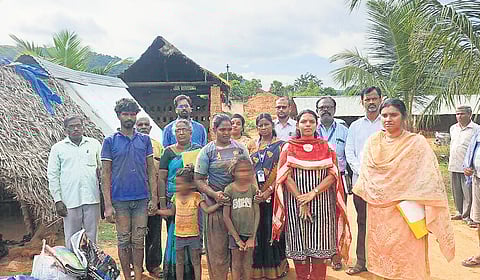 The family, along with the team of officials who rescued them from the brick kiln in Bairapalli near Ambur in November 2023