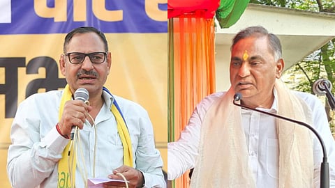 AAP MLA Sahiram Pehalwan (L) and BJP leader Ramvir Singh Bidhuri (R). 