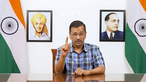 Delhi Chief Minister Arvind Kejriwal addresses a press conference, amid the ongoing Lok Sabha elections, in New Delhi. 