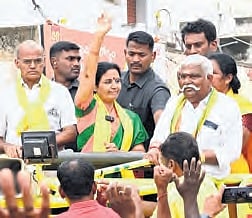 Nara Bhuvaneswari takes part in election campaign in Kuppam 