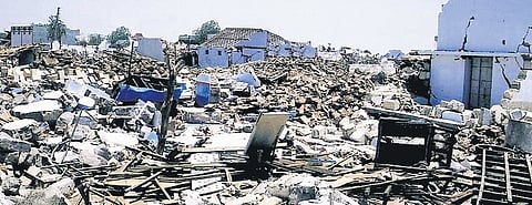 Aftermath of the Bhuj earthquake in  2001
