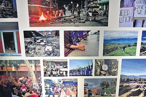 Capturing a burning, conflict-ridden Manipur, the exhibition features works by Manisha, journalists Rokibuz Zaman and Greeshma Kuthar, and photojournalist Aakash Hassan.