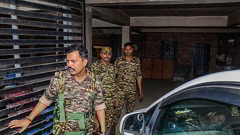 CRPF jawans at the residence of Jahangir Alam, one of the close aides of Jharkhand Minister Alamgir Alam, after ED recovered a huge amount of cash.