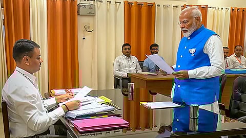 Prime Minister Narendra Modi files his nomination papers for Lok Sabha elections, in Varanasi, Tuesday, May 14, 2024. 