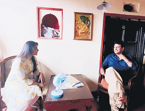 Aishwarya Rajesh along with Shivarajkumar on the sets of 'Uttarakaanda'