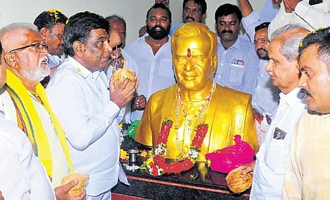 Nama Nageswara Rao at the TDP office in Khammam on Saturday