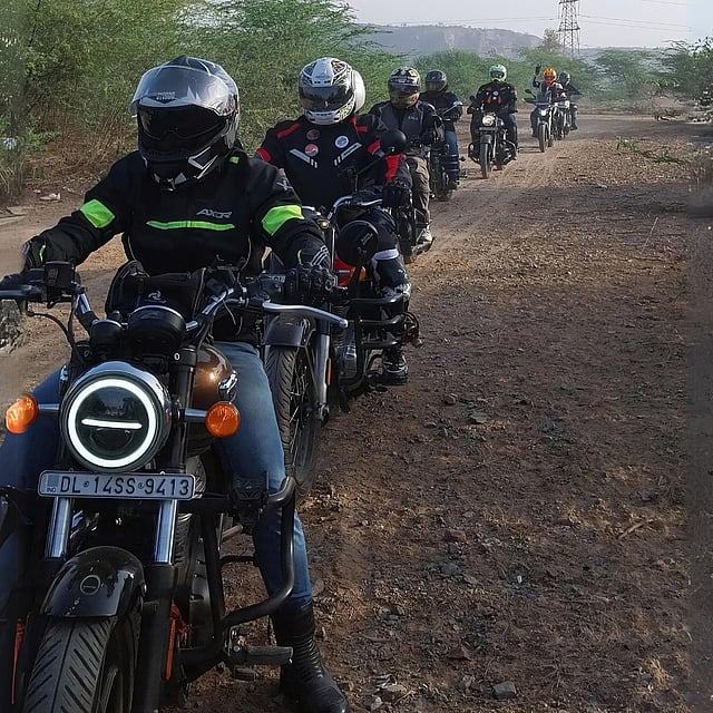 Bikers on one of the 
motorcycle rides in Delhi.