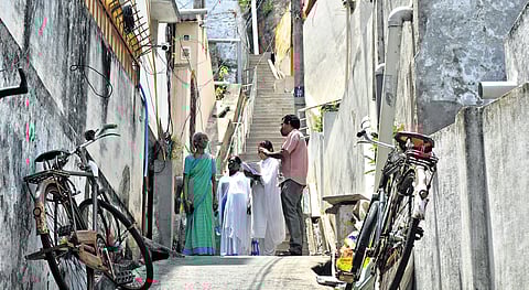 Healthcare workers conducting door-to-door survey at Moghalrajpuram in Vijayawada