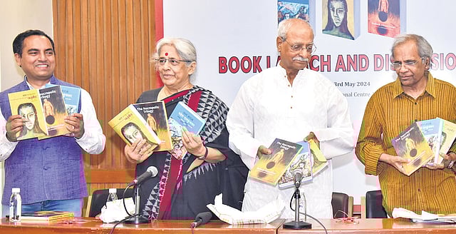 (L-R) Publisher Sarabjeet Garcha, theatre director Kirti Jain, playwright Mahesh Elkunchwar and poet Udayan Vajpeyi