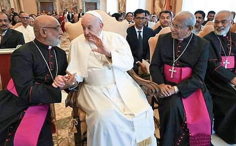 Syro Malabar Church Major Archbishop Mar Raphael Thattil with Pope Francis in Rome